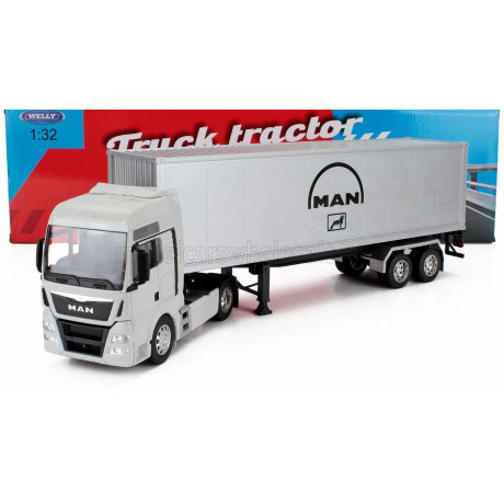 WELLY MAN TGX 18.440 XXL TRUCK CASSONATO 2019 - WHITE SILVER 1/32