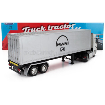 WELLY MAN TGX 18.440 XXL TRUCK CASSONATO 2019 - WHITE SILVER 1/32