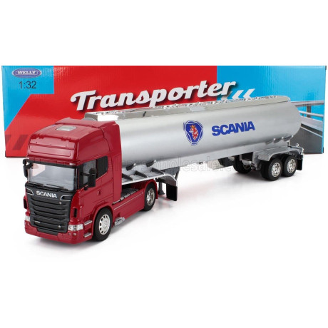 WELLY SCANIA R730 V8 TANKER TRUCK 2011 - RED SILVER 1/32