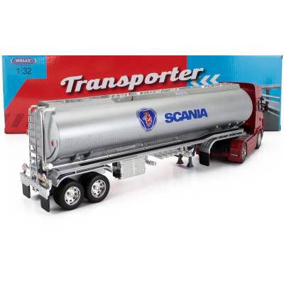 WELLY SCANIA R730 V8 TANKER TRUCK 2011 - RED SILVER 1/32