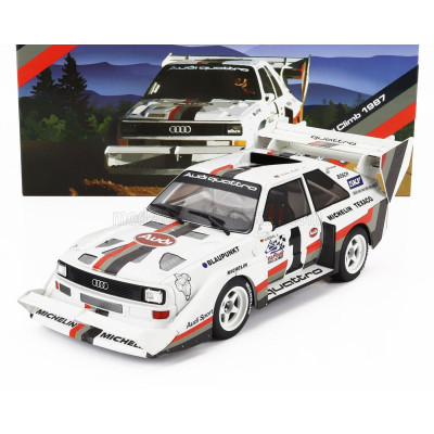 WERK83 AUDI QUATTRO SPORT S1 E2 N 1 WINNER RALLY PIKES PEAK HILL CLIMB 1987 WALTER ROHRL - YELLOW WHITE RED 1/18