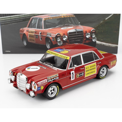 WERK83 MERCEDES BENZ 300 SEL 6.8 TEAM MERCEDES AMG N 1 24h NURBURGRING 1972 HANS HEYER - THOMAS BETZLER - RED 1/18