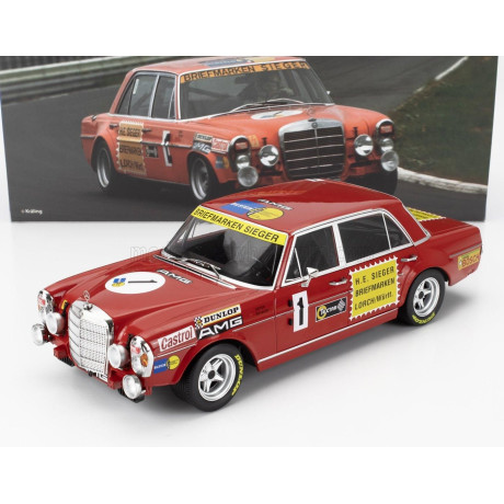 WERK83 MERCEDES BENZ 300 SEL 6.8 TEAM MERCEDES AMG N 1 24h NURBURGRING 1972 HANS HEYER - THOMAS BETZLER - RED 1/18