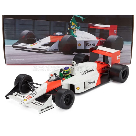 WERK83 McLAREN F1  MP4/4 HONDA N 12 (AYRTON SENNA'S CAR) DEMO RUN INTERLAGOS BRAZILIAN GP 2019 BRUNO SENNA - WHITE RED 1/18