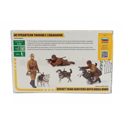 ZVEZDA FIGURES SOVIET TANK HUNTERS WITH DOGS MILITARY FIGURES 1/35