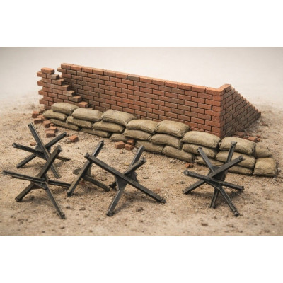 Tamiya 1:48 téglafal, homokzsákok és barikád készlet | RCsvet