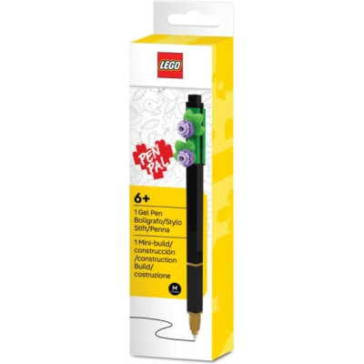 LEGO gelové pero s fialovou květinou černé