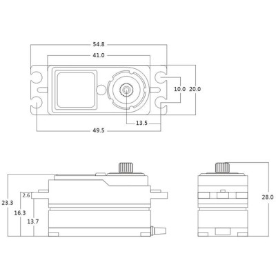 BHMX2 HiVOLT BRUSHLESS Digital servo LOW PROFILE (23 kg-0,065s/60°), 180mm kabel