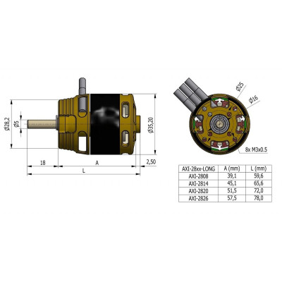 AXI 2808/24 V3 LONG střídavý motor