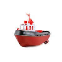 Egy kikötői vontatóhajó részletes miniatűr másolata 1:72 méretarányban LED-es kormányállás-világítással, két hajócsavarral és proporcionális kormányzással, kis és nagy kapitányok számára 8 éves kortól.