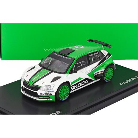 ABREX ŠKODA FABIA III R5 ŠKODA MOTORSPORT DESIGN N 0 RALLY 2017 - GREEN WHITE 1/43