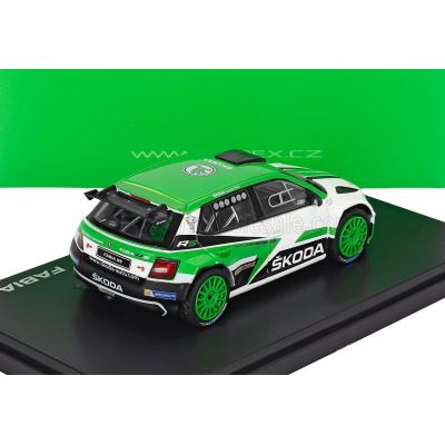 ABREX ŠKODA FABIA III R5 ŠKODA MOTORSPORT DESIGN N 0 RALLY 2017 - GREEN WHITE 1/43