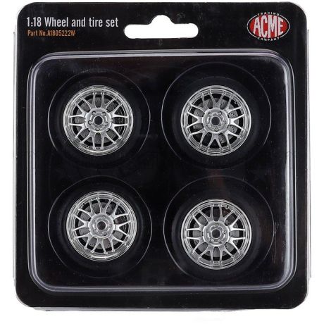 ACME MODELS ACCESSORIES SET 4X WHEELS FOR PONTIAC FIREBIRD STREET FIGHTER COUPE 1968 - BLACK CHROME 1/18