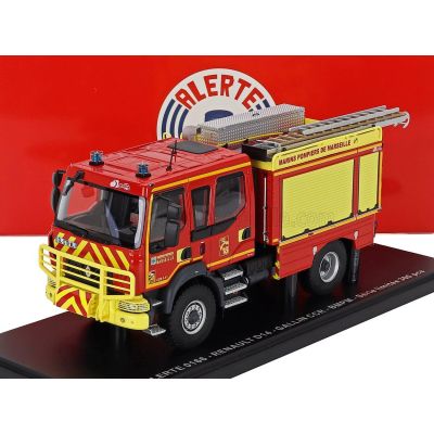 ALERTE RENAULT D14 TANKER TRUCK DOUBLE CABINE GALLIN CCR BMPM MARINS SAPEURS POMPIERS DE MARSEILLE 2-ASSI 2013 - RED YELLOW 1/43