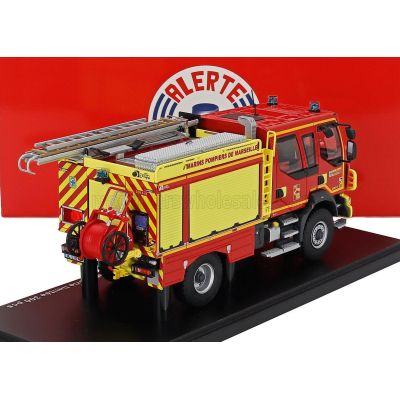ALERTE RENAULT D14 TANKER TRUCK DOUBLE CABINE GALLIN CCR BMPM MARINS SAPEURS POMPIERS DE MARSEILLE 2-ASSI 2013 - RED YELLOW 1/43