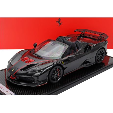 BBR MODELS FERRARI SF90 XX STRADALE SPIDER 2024 - CON VETRINA - WITH SHOWCASE - NERO DAYTONA - RED CARBON BLACK 1/12