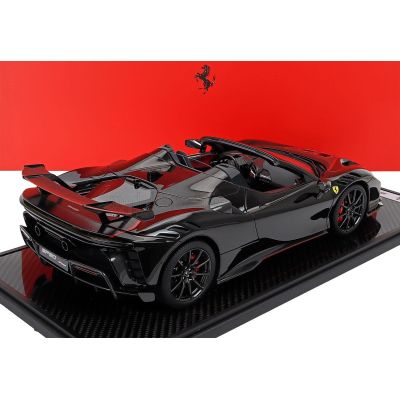 BBR MODELS FERRARI SF90 XX STRADALE SPIDER 2024 - CON VETRINA - WITH SHOWCASE - NERO DAYTONA - RED CARBON BLACK 1/12