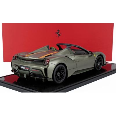 BBR MODELS FERRARI 488 PISTA SPIDER 2018 - CON VETRINA - WITH SHOWCASE - VERDE MANZONI - MATT GREEN YELLOW 1/12