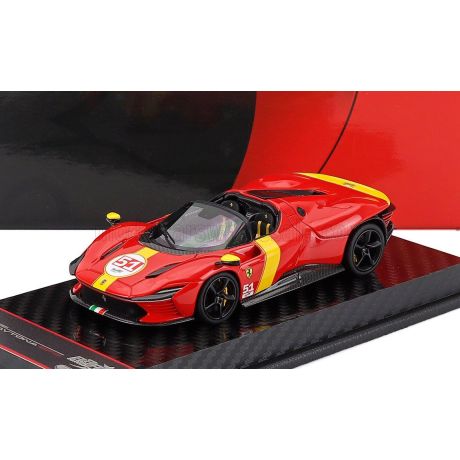 BBR MODELS FERRARI DAYTONA SP3 SERIE ICONA OPEN ROOF N 51 24h LE MANS LIVERY 2022 - RED YELLOW 1/43