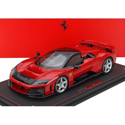 BBR MODELS FERRARI F80 2024 - SILVER RIMS - CON VETRINA - WITH SHOWCASE - ROSSO CORSA - RED BLACK 1/18