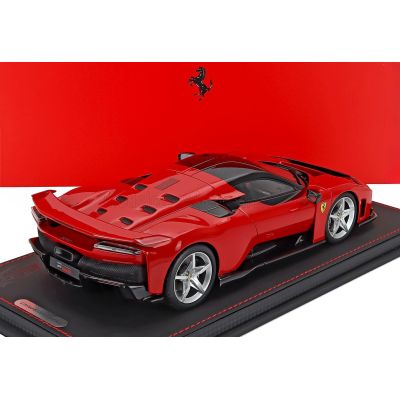 BBR MODELS FERRARI F80 2024 - SILVER RIMS - CON VETRINA - WITH SHOWCASE - ROSSO CORSA - RED BLACK 1/18