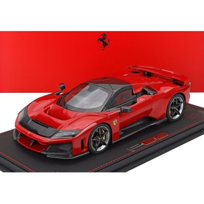 BBR MODELS FERRARI F80 2024 - CARBON SILVER RIMS - CON VETRINA - WITH SHOWCASE - ROSSO CORSA - RED BLACK 1/18