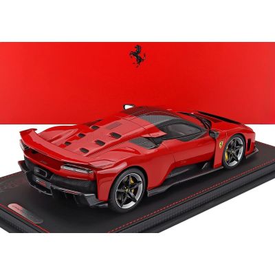 BBR MODELS FERRARI F80 2024 - CARBON SILVER RIMS - CON VETRINA - WITH SHOWCASE - ROSSO CORSA - RED BLACK 1/18