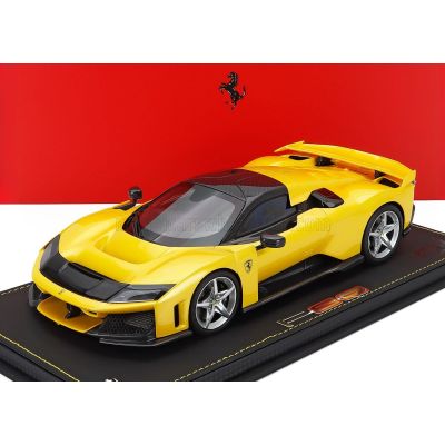 BBR MODELS FERRARI F80 2024 - SILVER RIMS - CON VETRINA - WITH SHOWCASE - GIALLO TRISTRATO - YELLOW MET BLACK 1/18