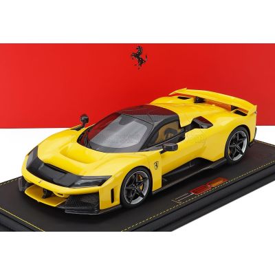 BBR MODELS FERRARI F80 2024 - CARBON RIMS - CON VETRINA - WITH SHOWCASE - GIALLO MODENA - YELLOW BLACK 1/18