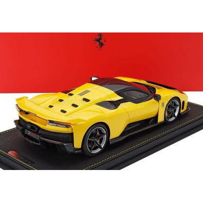 BBR MODELS FERRARI F80 2024 - CARBON RIMS - CON VETRINA - WITH SHOWCASE - GIALLO MODENA - YELLOW BLACK 1/18