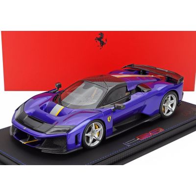 BBR MODELS FERRARI F80 2024 - SILVER RIMS - CON VETRINA - WITH SHOWCASE - BLU ELETTRICO - BLUE WHITE 1/18