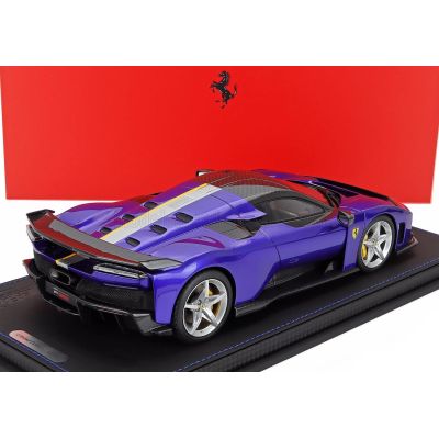 BBR MODELS FERRARI F80 2024 - SILVER RIMS - CON VETRINA - WITH SHOWCASE - BLU ELETTRICO - BLUE WHITE 1/18