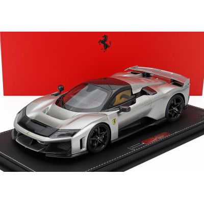 BBR MODELS FERRARI F80 2024 - CARBON RIMS - CON VETRINA - WITH SHOWCASE - ALLUMINIO LUCIDO - GREY 1/18