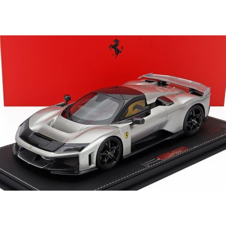 BBR MODELS FERRARI F80 2024 - CARBON RIMS - CON VETRINA - WITH SHOWCASE - ALLUMINIO LUCIDO - GREY 1/18