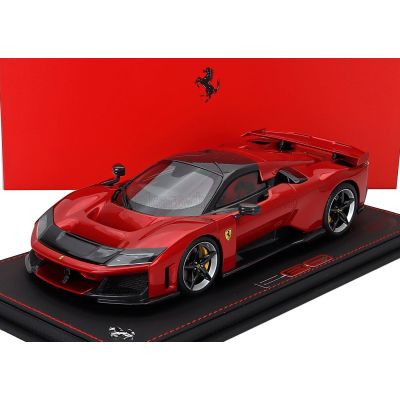 BBR MODELS FERRARI F80 2024 - CARBON SILVER RIMS - CON VETRINA - WITH SHOWCASE - ROSSO SUPERCAR - RED MET BLACK 1/18