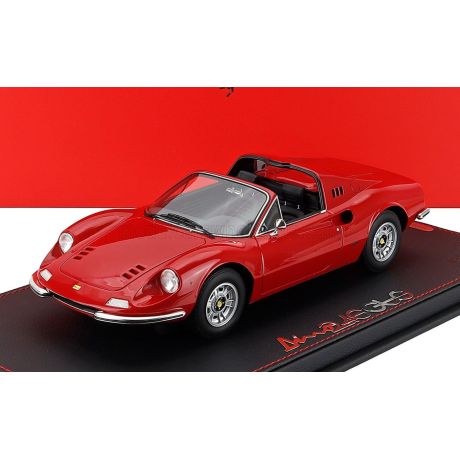 BBR MODELS FERRARI DINO 246 GTS SPIDER GENEVA SHOW 1972 - CON VETRINA - WITH SHOWCASE - ROSSO CORSA 322 - RED 1/18