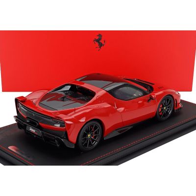 BBR MODELS FERRARI 296 SPECIALE BLACK ROOF 2025 - CON VETRINA - WITH SHOWCASE - ROSSO CORSA - RED BLACK 1/18