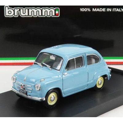 BRUMM FIAT 600 BERLINA 1-SERIES 1955 - AZZURRO CENERE - LIGHT BLUE 1/43
