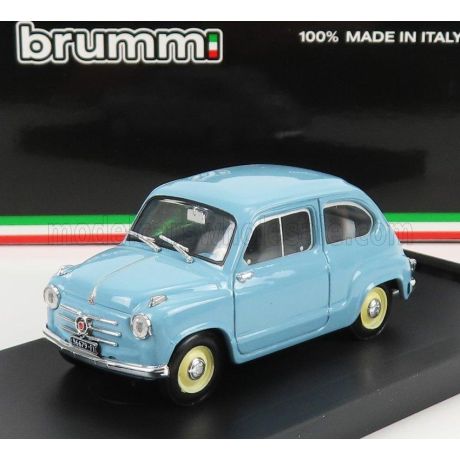 BRUMM FIAT 600 BERLINA 1-SERIES 1955 - AZZURRO CENERE - LIGHT BLUE 1/43