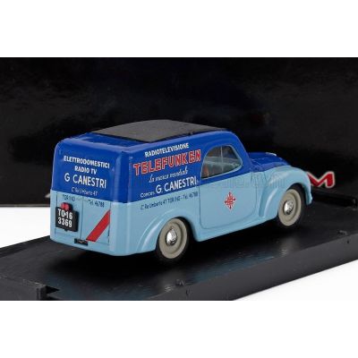 BRUMM FIAT 500C BELVEDERE VAN TELEFUNKEN ASSISTENZA 1950 - LIGHT BLUE BLUE 1/43
