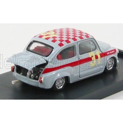 BRUMM FIAT 600 ABARTH 1000 BERLINA N 31 4h MONZA 1966 L.CELLA - GREY RED 1/43