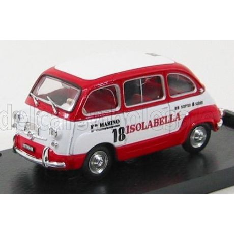 BRUMM FIAT 600D MULTIPLA - AMARO 18 ISOLABELLA - WHITE RED 1/43