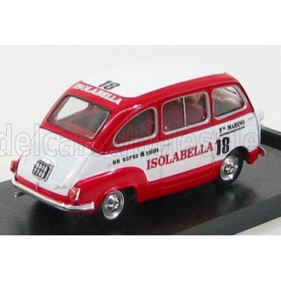 BRUMM FIAT 600D MULTIPLA - AMARO 18 ISOLABELLA - WHITE RED 1/43