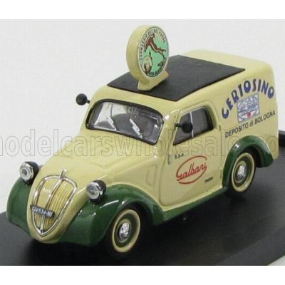 BRUMM FIAT 500B FURGONE VAN VEICOLO COMMERCIALE PUBLICITAIRE GALBANI MELZO MILANO DEPOSITO DI BOLOGNA 1950 - CREAM GREEN 1/43