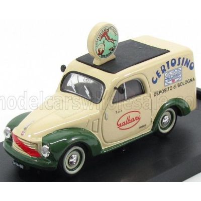 BRUMM FIAT 500C FURGONE VAN VEICOLO COMMERCIALE PUBLICITAIRE GALBANI MELZO MILANO DEPOSITO DI BOLOGNA 1950 - CREAM GREEN 1/43