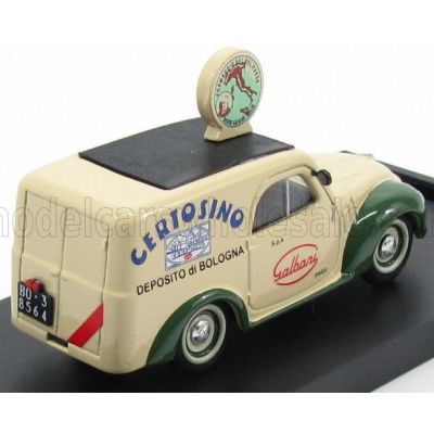 BRUMM FIAT 500C FURGONE VAN VEICOLO COMMERCIALE PUBLICITAIRE GALBANI MELZO MILANO DEPOSITO DI BOLOGNA 1950 - CREAM GREEN 1/43