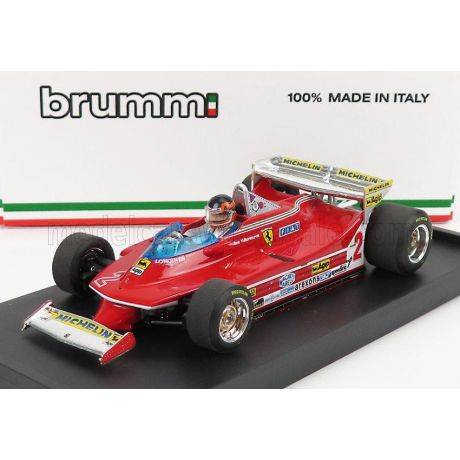 BRUMM FERRARI F1  312T5 N 2 MONACO GP 1980 GILLES VILLENEUVE - WITH DRIVER FIGURE - RED 1/43