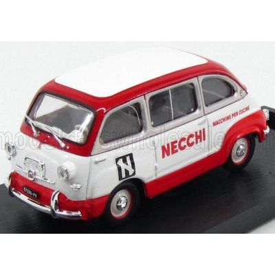 BRUMM FIAT 600 MULTIPLA VEICOLO COMMERCIALE MACCHINE PER CUCIRE NECCHI 1960 - WHITE RED 1/43