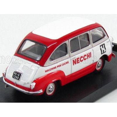 BRUMM FIAT 600 MULTIPLA VEICOLO COMMERCIALE MACCHINE PER CUCIRE NECCHI 1960 - WHITE RED 1/43