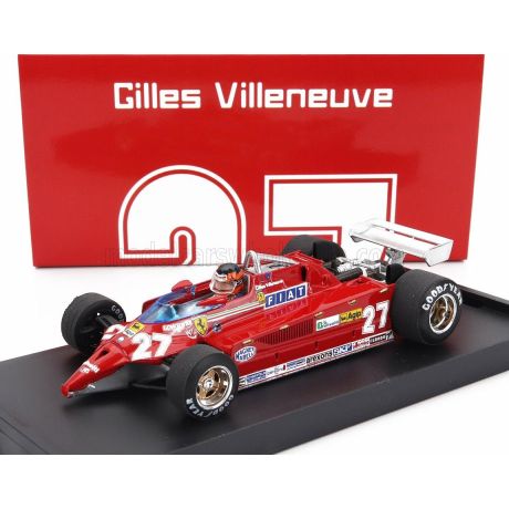 BRUMM FERRARI F1  126CK TURBO N 27 ISTRANA AIRPORT DUEL WITH F104 AIRPLANE 1981 GILLES VILLENEUVE - WITH DRIVER FIGURE - RED 1/4
